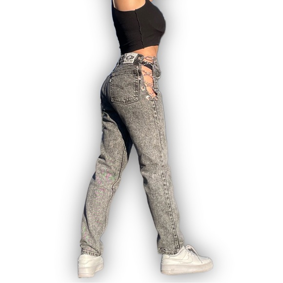 Custom Vintage silver tab Levi’s 512 chainside jeans🌟 - Picture 1 of 10